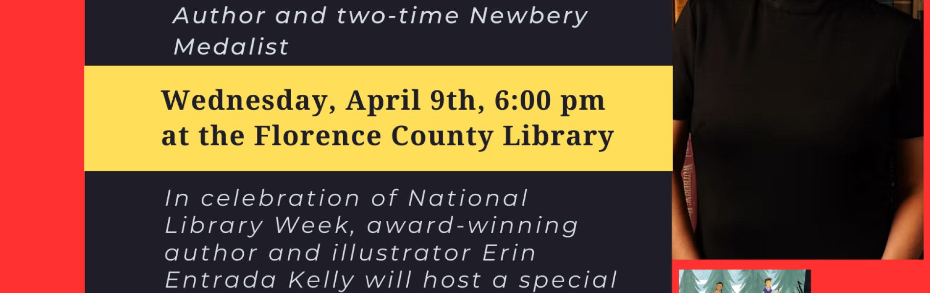 Erin Entrada Kelly, Wednesday April 9th at 6pm