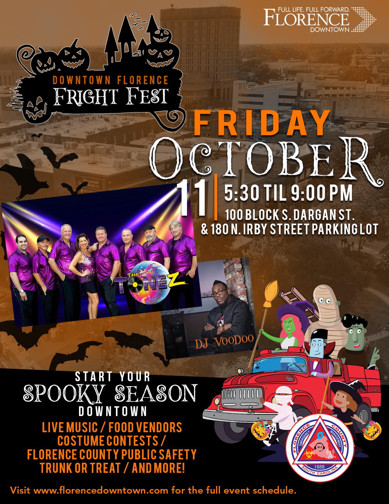 Flyer with the Tonez, DJ Voodoo, and trunk or treaters. 